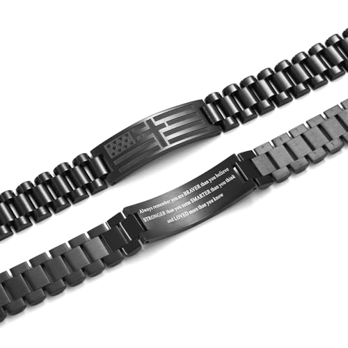 American Flag Bracelets Christian Christma Gifts for Men - color: Black with Cross