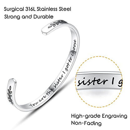TONY & SANDY Cuff Bracelets for Women Teen Girls Best Friend Sister Mom Daughter Granddaughter Easter Birthday Mother's Day Christmas Stocking Stuffers for Teen Girls Women Jewelry - style: 1 - Sister Gifts - You are the sister I got to choose