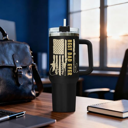 34HD Fishing Dad Best Daddy Ever Mom 40 oz Tumbler with Handle, Dad Gift - color: Best Dad Fishing