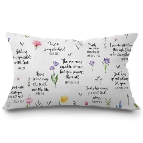 JINYO Bible Verse Pillow Covers 12x20 inch, Christian Gifts for Women Men, Christian Room Decor, Christian Pillow, Bible Verse Decor, Bible Pillow Cover, Bible Gifts for Women Men - color: Bible Pillow Covers