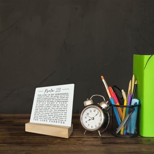 A1 Christian Psalm 23 Wood Sign Plaque with Stand, Bible Verse Home Decor - color: Psalm 23 B 02
