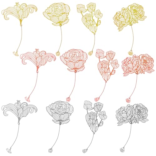 Geiserailie 12 Pcs Metal Bookmarks for Women with Chain