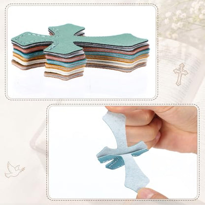 Resurhang 6 Pcs Leather Cross Bookmarks Christian Bookmarks, Morandi - color: Morandi