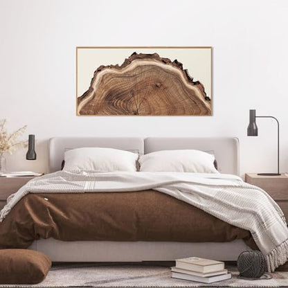 SIKERIC Framed Nature Tree Ring Wall Art, (40X20 inch) Modern Wood Stump Canvas Wall Art Set Of 1,Large Wood Tree Spiral Art Prints, Abstract Wall Painting for Living Room, Bedroom, Office - color: Nature Tree Ring, size: 39.4"L x 19.7"W