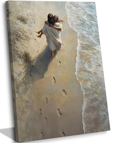 YOXORDQ Jesus Holding Woman Canvas Wall Art,12x16in Framed - color: Jesus Woman, size: 16"L x 12"W