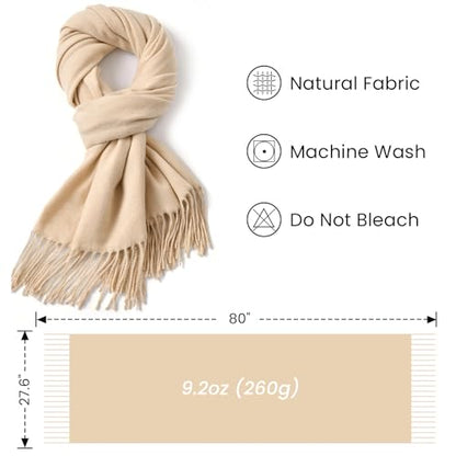 Clothirily Womens Winter Scarf, Oversized Long Blanket Plaid Shawl Wrap - color: Beige