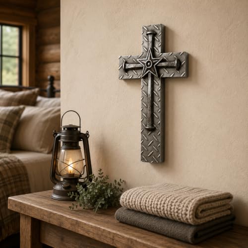 Comfy Hour 12 Inch Wall Cross for Home Decor, Nail Star Plaque