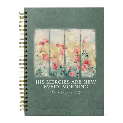 YEBFC Bible Christian Journal, Inspirational Scripture Froal Notebooks For Prayer Women Gifts, 5.7"×8.2" Wildflowers Windows Spiral Hardcover Notebook, Retro Church Notes Journal Supplies (A04)