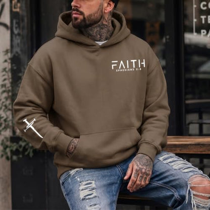 Christian Hoodies for Men Faith Cross Graphic Hoodie Jesus Fleece Sweatshirts Bible Verse Religious Pullover Tops - color: Coffee, size: XX-Large