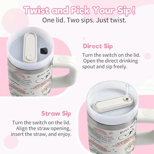 Christian Gifts for Women Girls – 14 oz Tumbler with Handle and Straw, Stainless Steel Insulated - BPA Free, Inspirational Bible Verse Baptism Cup, Religious Birthday Travel Gift (Child of God) - color: Child1