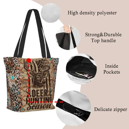 Funny Christian Tote Bags For Women With Zipper Christian Gifts For Work Gym Travel Beach Women With Large Capacity - color: Deer-2