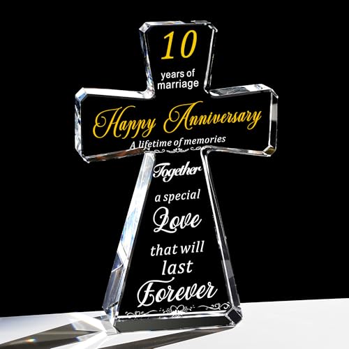 JOASURA 10th Wedding Anniversary Crystal Cross Gifts for Couple - style: 10th