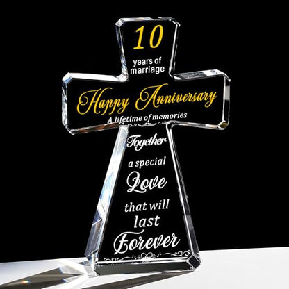 JOASURA 10th Wedding Anniversary Crystal Cross Gifts for Couple - style: 10th