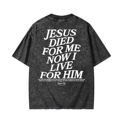 Christian Jesus Shirts for Women Men Faith Religious Oversized Graphic Tees Acid Washed Cotton Cross Bible Verse T-Shirt - size: Small