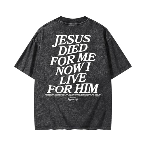 Christian Jesus Shirts for Women Men Faith Religious Oversized Graphic Tees Acid Washed Cotton Cross Bible Verse T-Shirt - size: 4X-Large