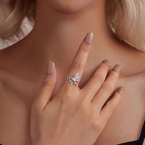 MUNDELL Blue Turtle Koi Fish Adjustable Ring Bird Animal Open Ring Seahorse Chameleon Wrap Finger Rings for Women Statement Ring - color: Silver Grey