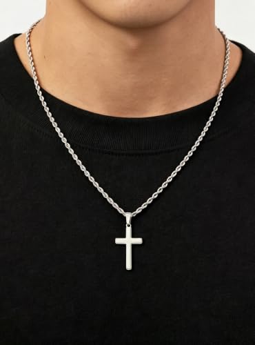 Birthday Gifts Cross Necklace for Boys 6-13 Years Old - color: Silver