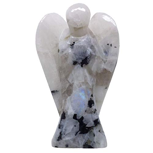 Nelson Creations 2 Inch White Rainbow Moonstone Guardian Angel Figurine - color: White Rainbow Moonstone