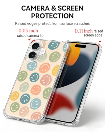 Cute Colorful Smile Face Phone Case Compatible with iPhone 17, Happy Face Phone Cover for iPhone 17 - color: Colorful Smile Face