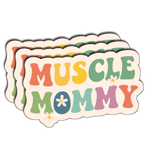 (3Pcs) Muscle Mommy Stickers Funny Gym Motivation Fitness Quote Bodybuilding Empowerment Gifts Waterproof Vinyl Decals for Water Bottle Laptop Car Phone Size 2.2" x 3" - color: Muscle Mommy