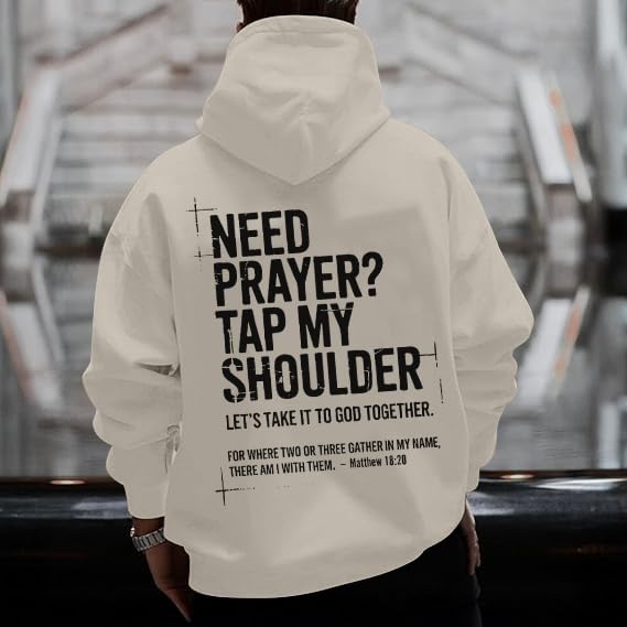 Christian Hoodies for Men Jesus Cross Casual Tops - color: Apricot, size: X-Large