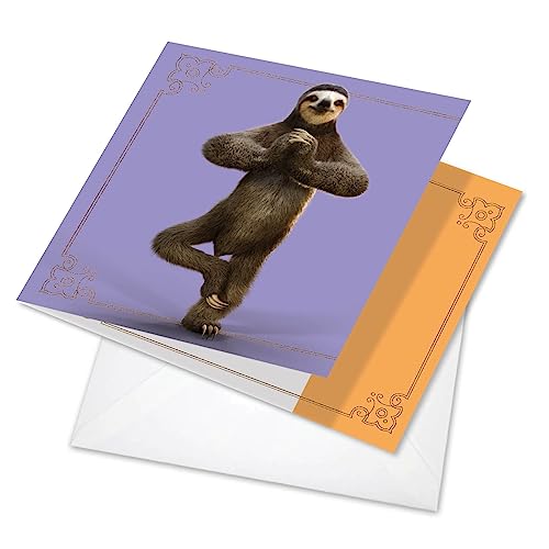 Best Card Co Sloth Yoga Thank You Card w/Envelope CQ6255FTYG - style: Sloth Yoga