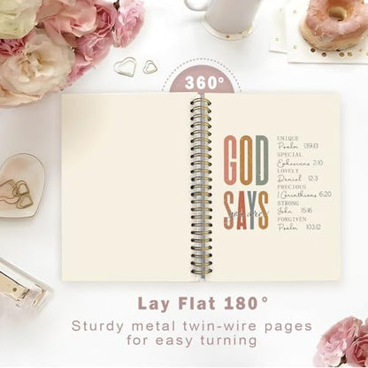 Lacama Christian Gifts for Women，Bible Journal Notebook for Women, Prayer Journal Inspirational Notebook Gifts for Teen Girls，Bible Study Supplies, Church Faith Journaling Hardcover Spiral Notebook - color: God Says You Are-4