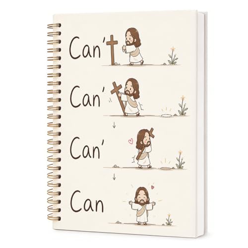Inspirational Christian Jesus Cross Spiral Notebook 5.5x8.3 Inch, Cute Funny Can't Can Faith Lined Journal for School Work, Cute Religious Gifts for Women Teen Girls - color: Christian