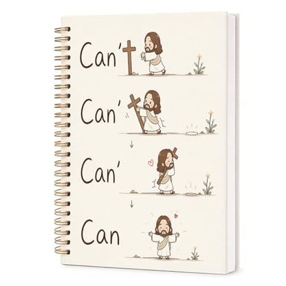 Inspirational Christian Jesus Cross Spiral Notebook 5.5x8.3 Inch, Cute Funny Can't Can Faith Lined Journal for School Work, Cute Religious Gifts for Women Teen Girls - color: Christian