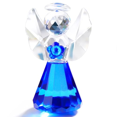 YWHL Blue Crystal Guardian Angel Gift for Women, Christmas Angel Figurine - color: Blue