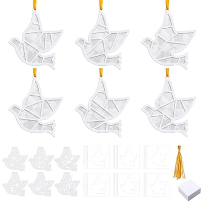 Sinload 24 Set White Dove Suncatcher Craft Peace Dove Paper Ornaments Decor - style: White Dove