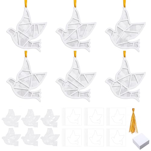 Sinload 24 Set White Dove Suncatcher Craft Peace Dove Paper Ornaments Decor - style: White Dove