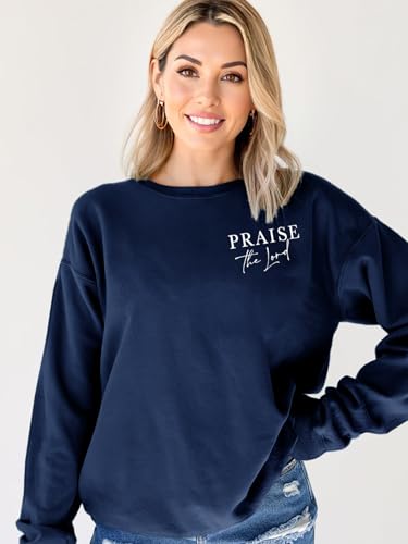 Christian Sweatshirts for Women Jesus Faith Pullover Long Sleeve - color: F-dark Blue, size: Small