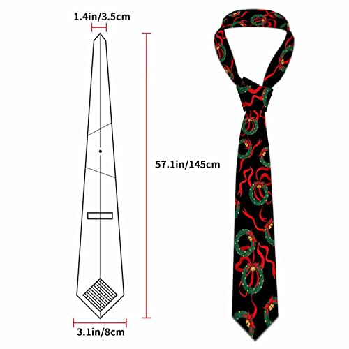 Black Dots Men's Neckties Retro Classic Circle Geometry Men's Tie for Mens Teens Business Work Casual Wedding Party - color: Christmas Wreaths