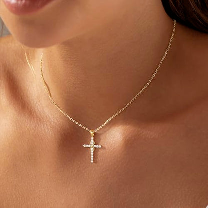 18K Gold Plated Cross Necklace for Women Trendy - color: Cross & Infinity