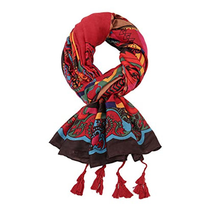 Yeieeo Boho Scarf for Women Lightweight Floral Printed Scarf Fall Winter Fashion Fringed Shawl - color: Floral 23