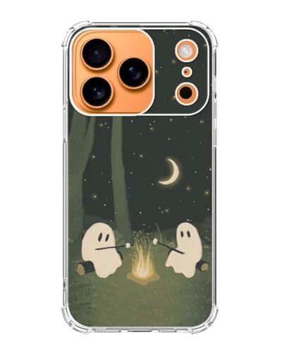 Cute Green Halloween Ghosts Case Compatible with iPhone 17 Pro, Hippie Ghosts Phone Cover for iPhone 17 Pro - color: Green Halloween Ghosts