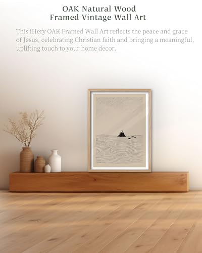 iHery 12x16in Matthew 7:24 Build Your House on the Rock Christian Art - color: OAK Framed Build Your House, size: 16"L x 12"W