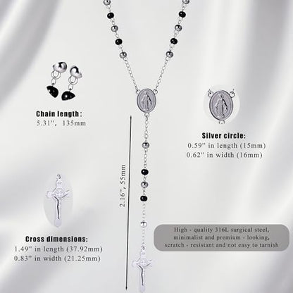 Cross Necklace for Men 316L Stainless Steel Pendant - color: D+black