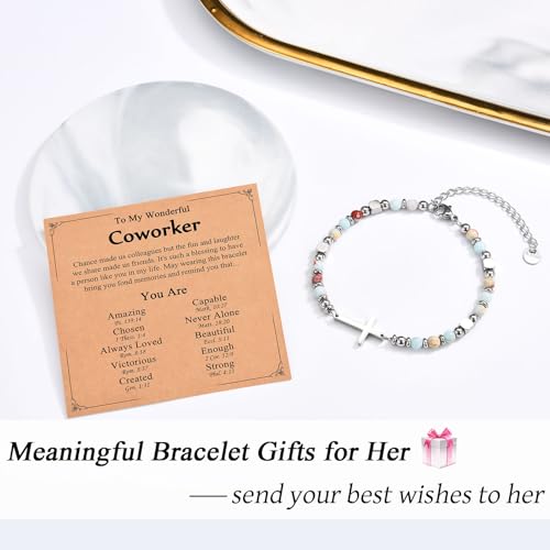 Christian Gifts for Women Girls, Religious Cross Bracelet - color: Coworker