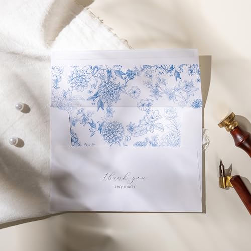Crisky 4x6 Beyond Grateful Thank You Cards with Envelopes Bulk, 50 Pack Blue Floral Thank You Notes with Envelopes Set for Bridal Shower, Wedding Engagement, Baby Shower, Graduation, Birthday - style: Modern Floral