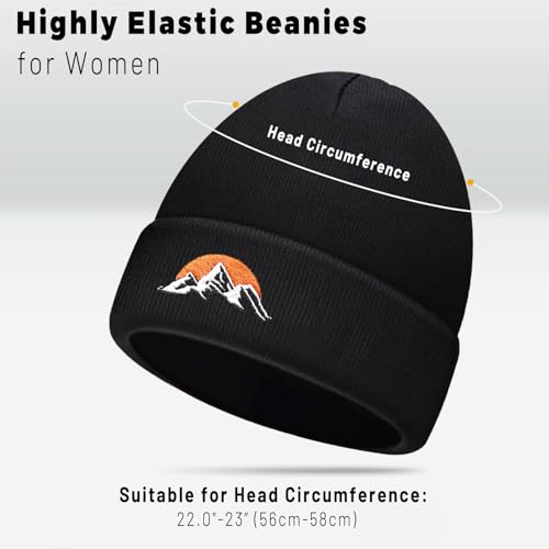 Jesus 3 Nail Cross Hat Christian Cross Beanies Women Hat Embroidery Nail Cross Winter Warm Knit - color: Sunset Mountain