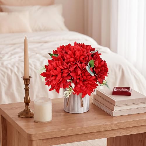 6 Set Pre-Made Flower Table Centerpieces (Red, 6 X Dahlias Table Centerpieces) - color: Red, size: 6 X Dahlias Table Centerpieces