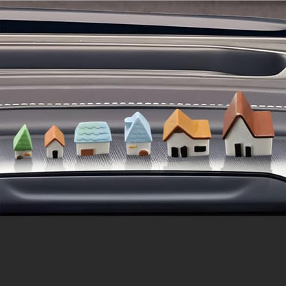 Craedli 6PCS Mini Resin House Car Dashboard Decorations, Village Ornaments - size: 6PCS