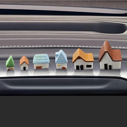 Craedli 6PCS Mini Resin House Car Dashboard Decorations, Village Ornaments - size: 6PCS