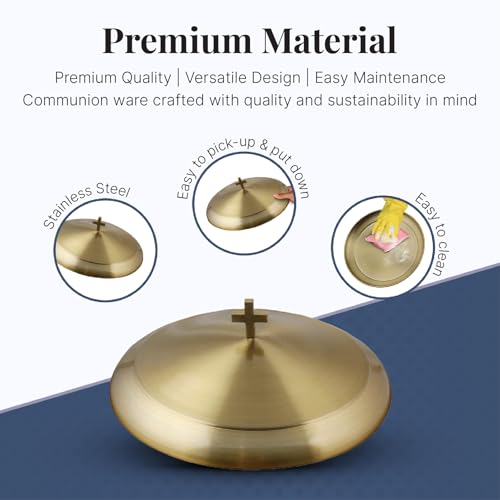 Communion Ware | Communion Tray | Holy Stackable Cup Trays for Churches | Communions Supplies | Portable Communions Tray with 40 Holes Disk | Stainless Steel - Matte Gold Finish