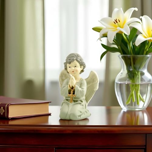 Praying Angel Figurine with Cross, Kneeling Angel Statue, 5.32 Inch - color: Kneeling Angel With Cross