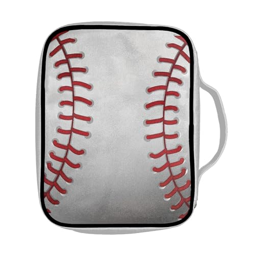 Coldinair Baseball Bible Cover for Women Girls Butterfly Bible Case Scripture Study Carrying Book Cover Church Bag Protective with Handle and Zippered Pocket - color: Baseball,white
