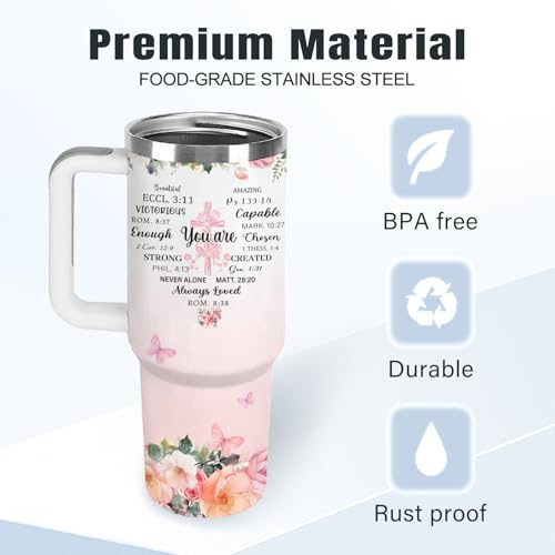 Christian Gifts for Women 40oz Tumbler - Insulated Travel Mug with Handle (christian, bible verse, inspirational, 40 Ounces) - color: christian, bible verse, inspirational
