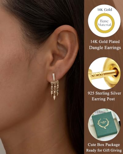 Dangle Gold Earrings for Women Trendy Triple Huggie Chain Earrings - color: Gold 7